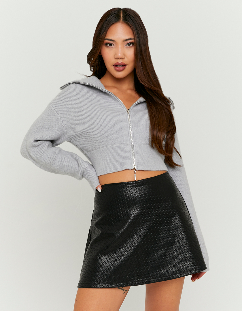 Schwarzer Mini-Skort Aus Kunstleder