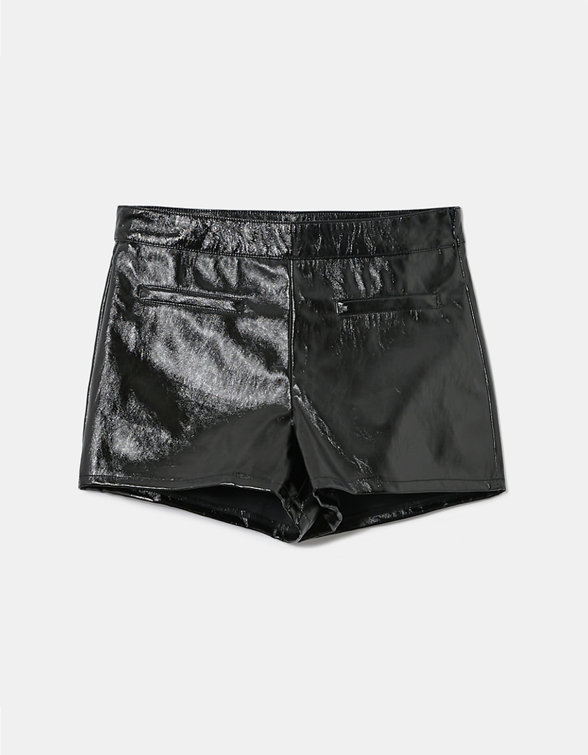 TALLY WEiJL, Schwarze Vinyl Mini Shorts for Women