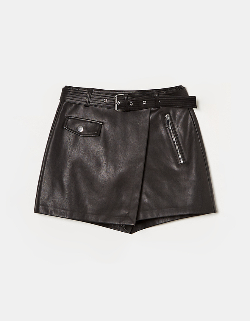 TALLY WEiJL, Faux Leather Shorts with Belt for Women