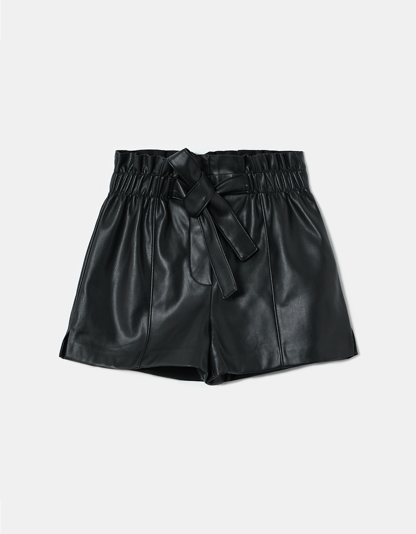 TALLY WEiJL, High Waist Faux Leather Paperbag Shorts for Women