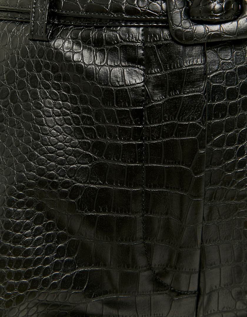 TALLY WEiJL, Schwarze Mini Shorts aus Kunstleder Krokodileffekt for Women