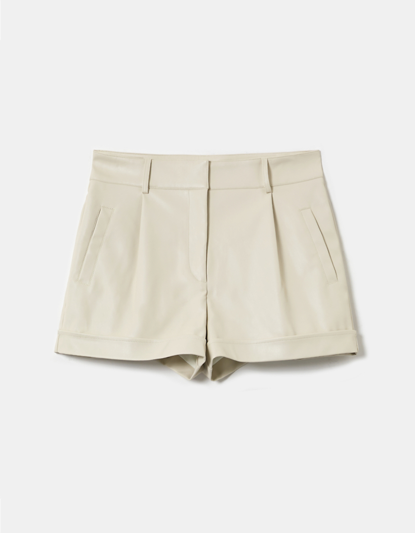 TALLY WEiJL, Beige Faux Leather Mini Shorts for Women