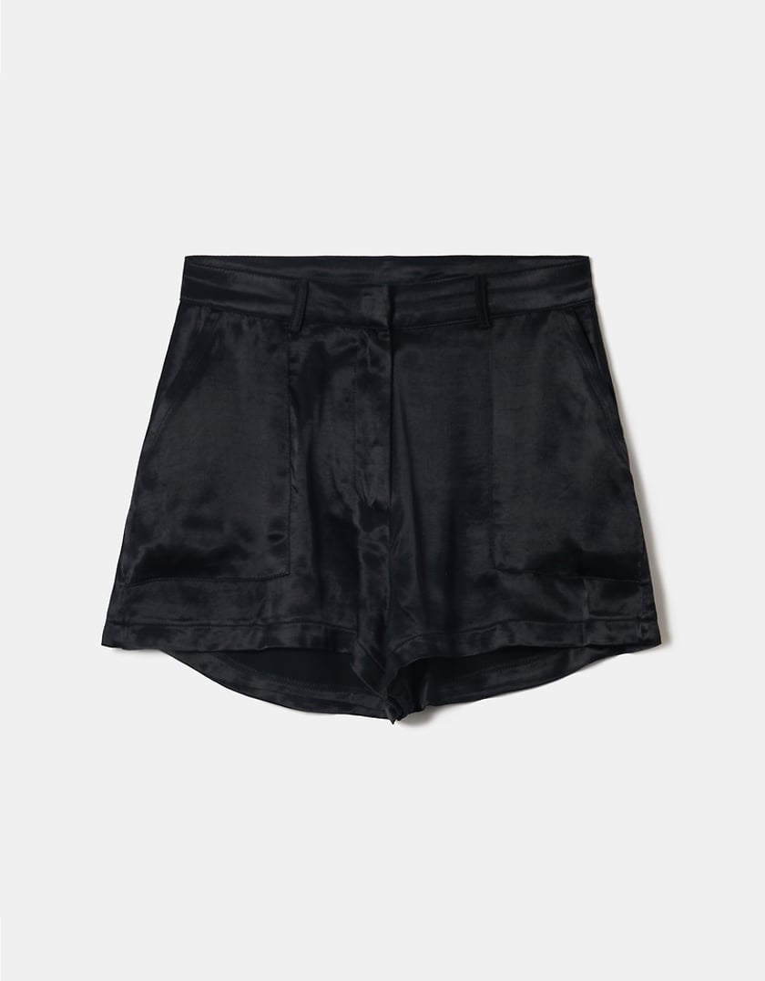 TALLY WEiJL, Black High Waist Satin Shorts for Women