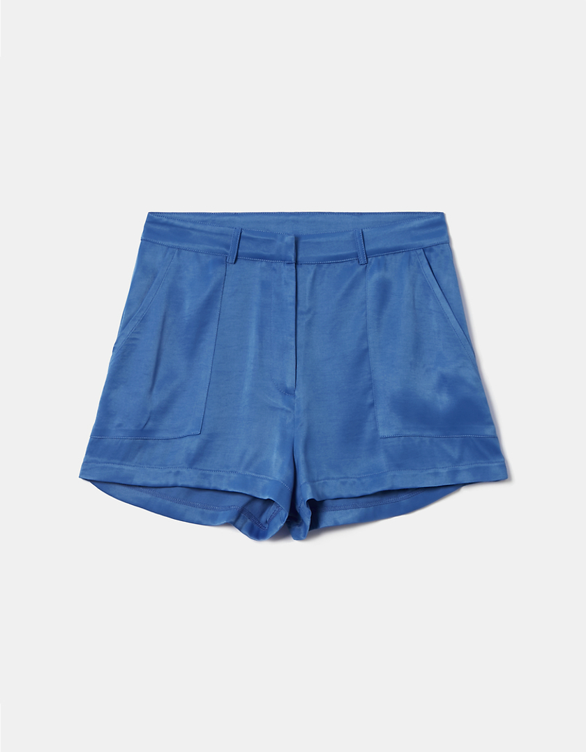 TALLY WEiJL, Blue High Waist Satin Shorts for Women