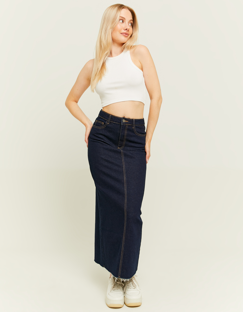 Gonna di Jeans Lunga Blu Scuro