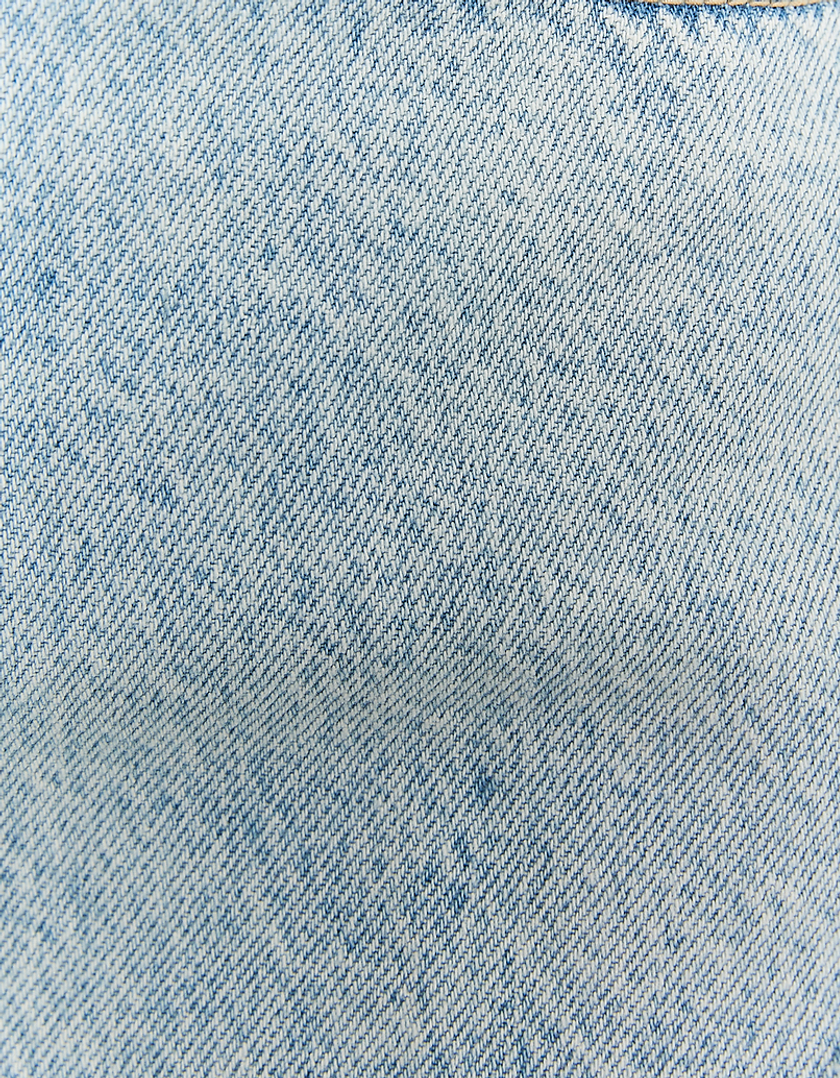 TALLY WEiJL, Niebieska jeansowa spódnica z przetarciami z wsokim stanem for Women