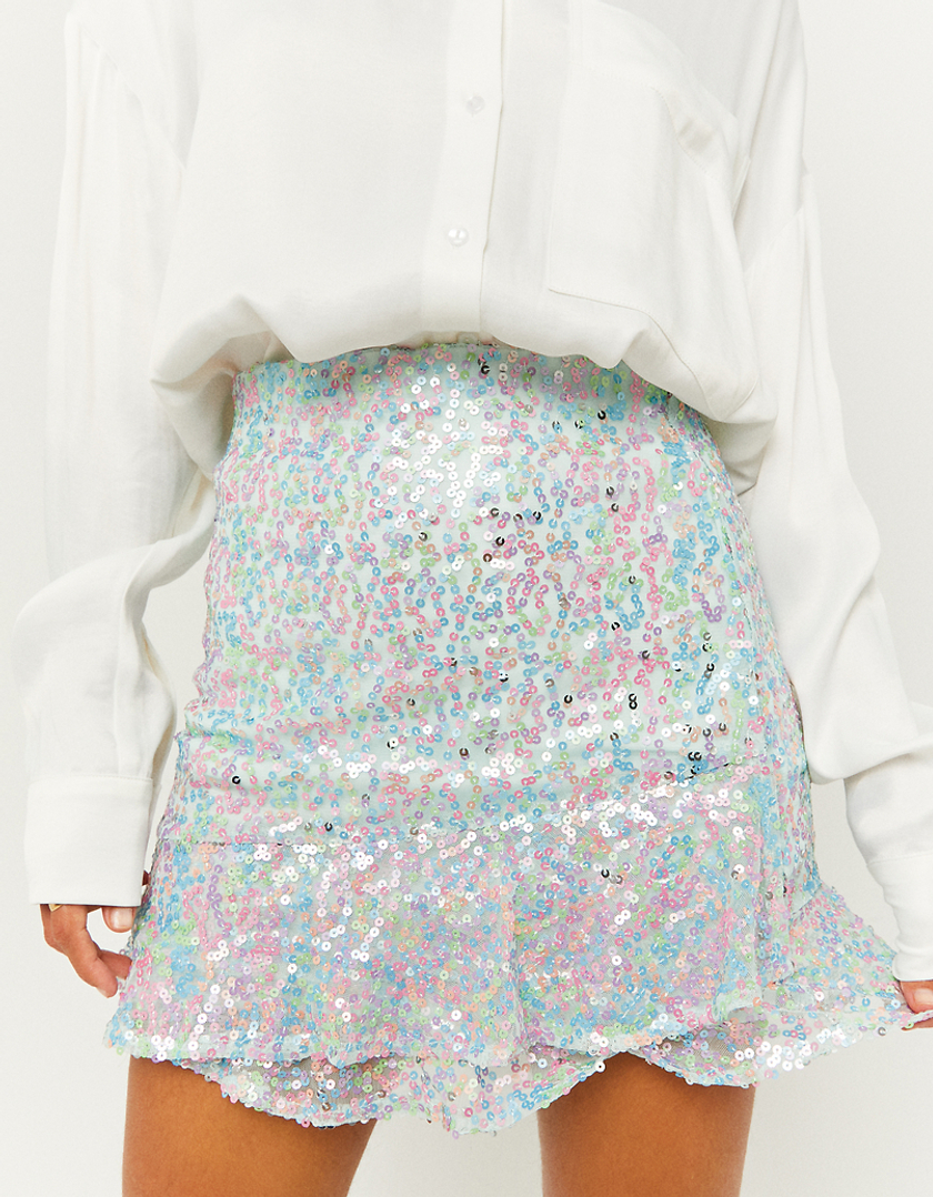 TALLY WEiJL, Ruffled Sequin Mini Skirt for Women