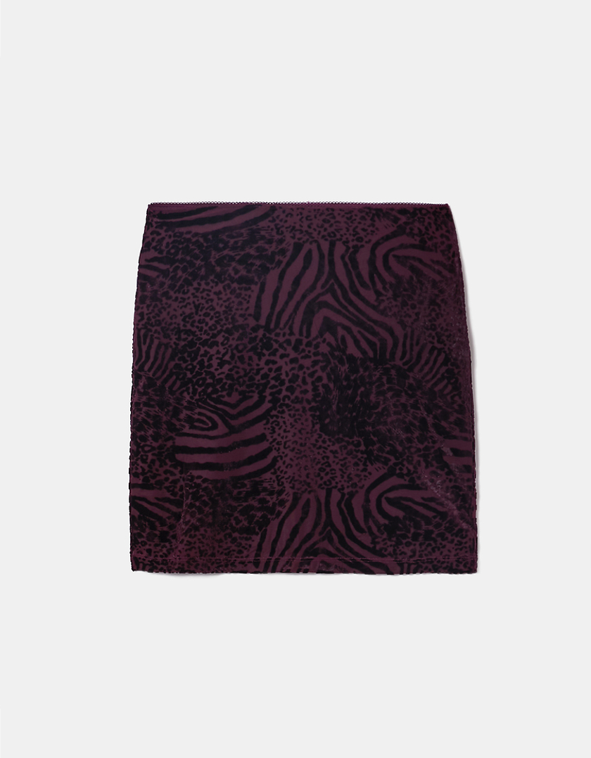 TALLY WEiJL, Mini Velvet Animal Print Skirt for Women