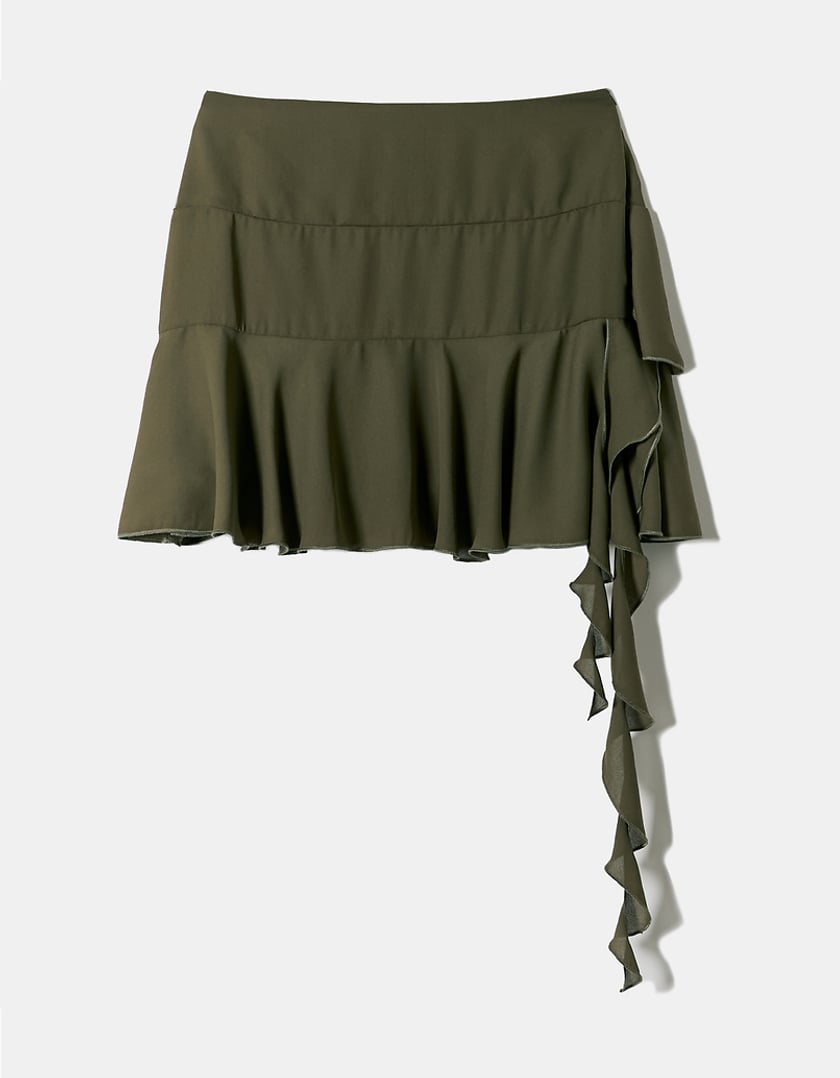 TALLY WEiJL, Green Mini Skirts with Ruffles for Women