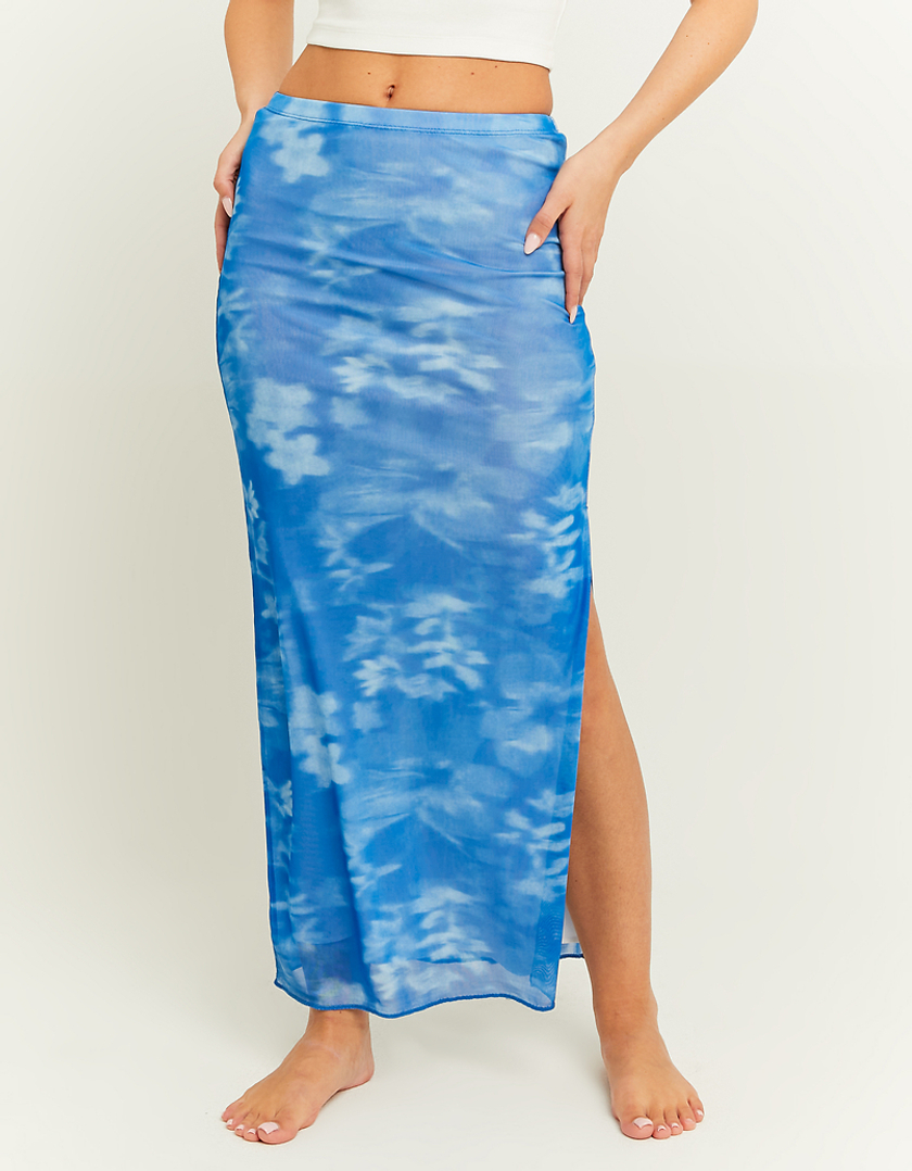 TALLY WEiJL, Jupe Longue en Mesh Bleue  avec Imprimé Floral for Women