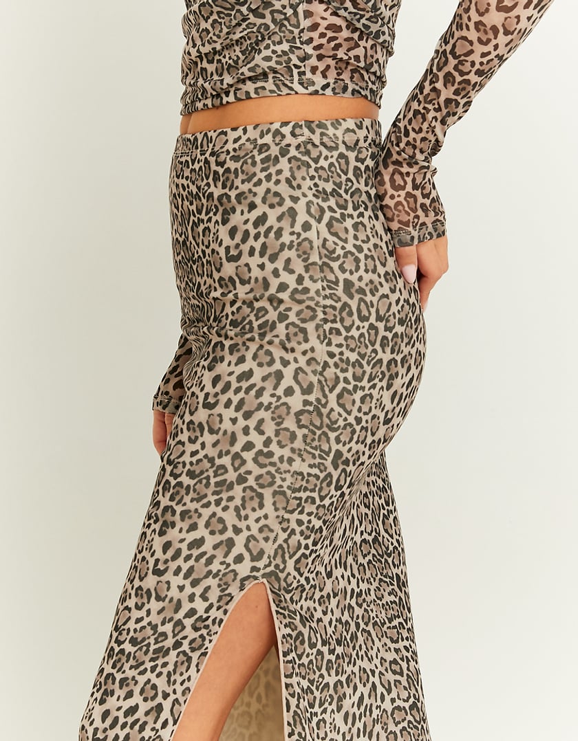TALLY WEiJL, Gonna Lunga in Mesh Stampa Animalier for Women