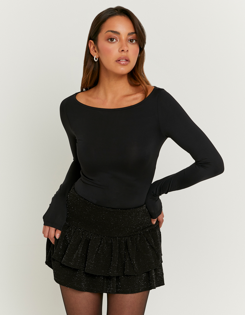 Black Lurex Skort with Ruffles
