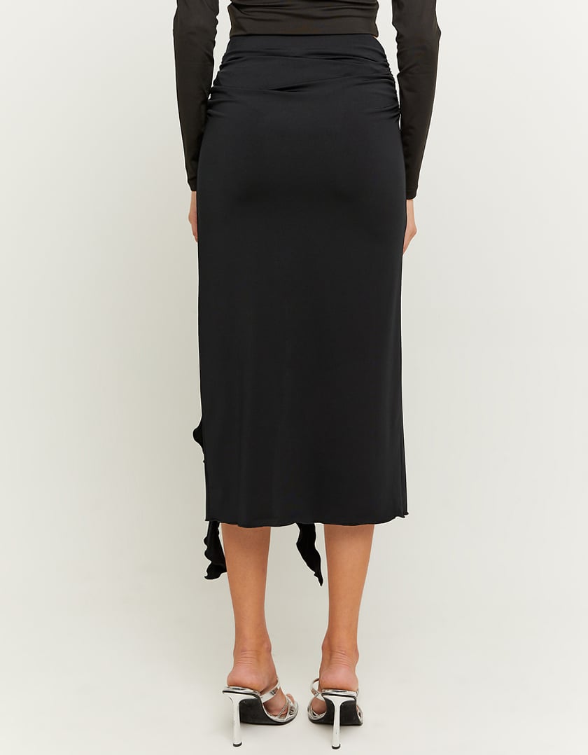 TALLY WEiJL, Black Skirt with Slit and Ruffles for Women