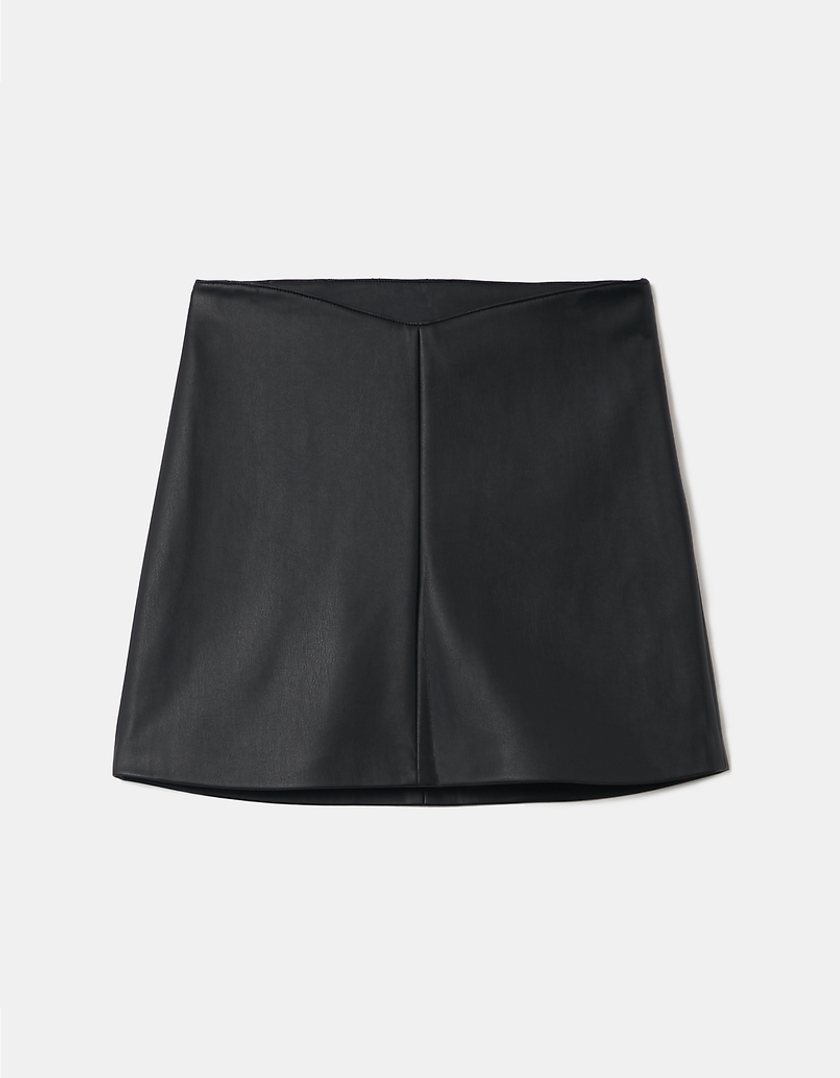 TALLY WEiJL, Black Fake Leather Mini Skirt for Women