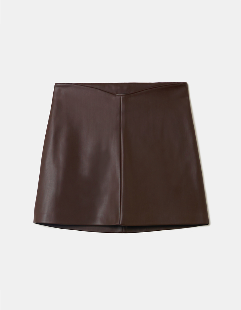 TALLY WEiJL, Brown Fake Leather Mini Skirt for Women