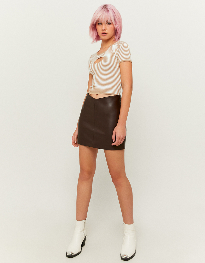 TALLY WEiJL, Brown Fake Leather Mini Skirt for Women