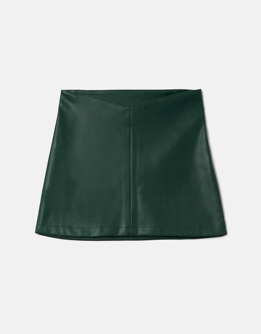 TALLY WEiJL, Green  Fake Leather Mini Skirt for Women