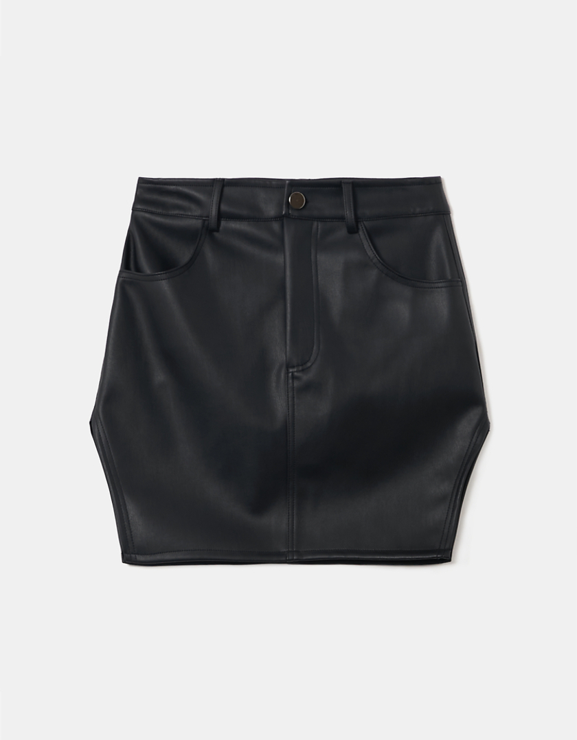 TALLY WEiJL, Black Faux Leather Mini Skirt for Women