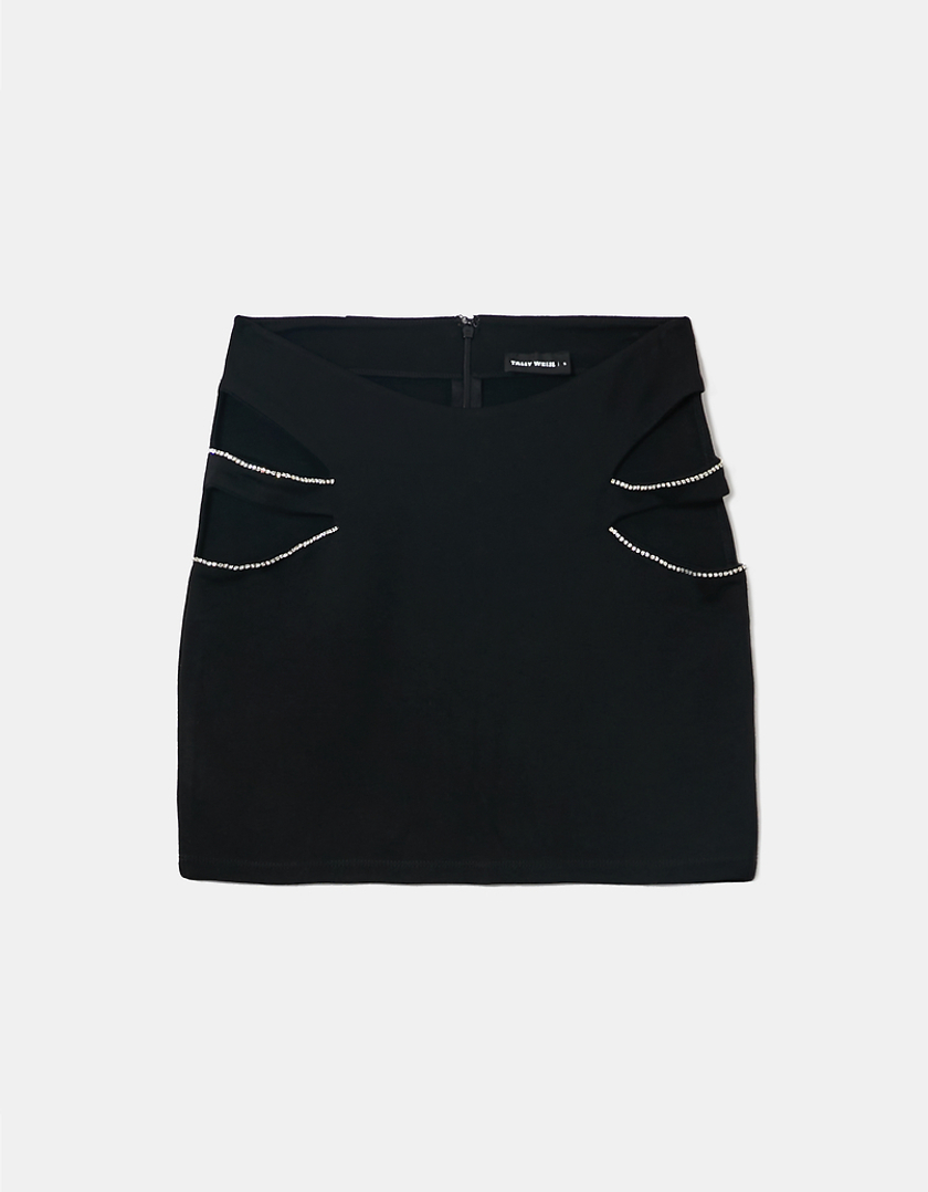 TALLY WEiJL, Black Velvet Mini Skirt for Women
