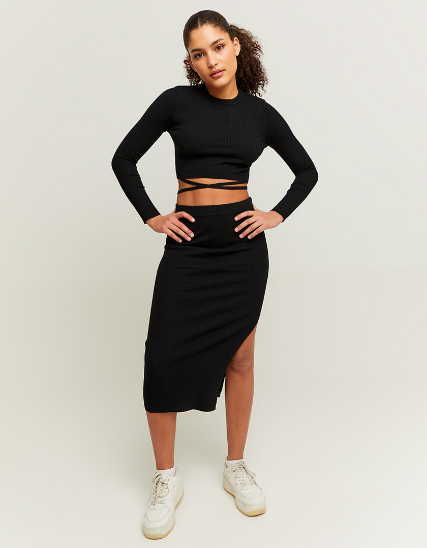 TALLY WEiJL, Black Cropped Skirts with Fancy Details for Women