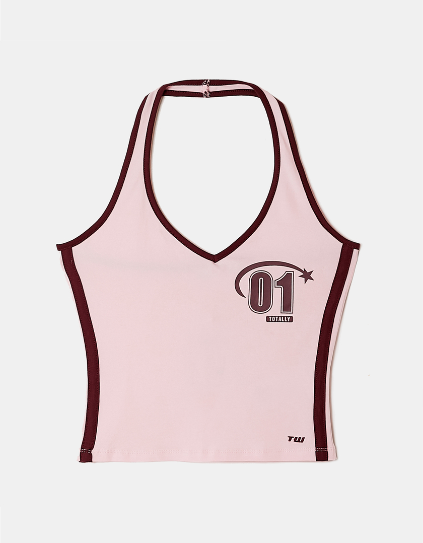 Top Halter Stampato Rosa