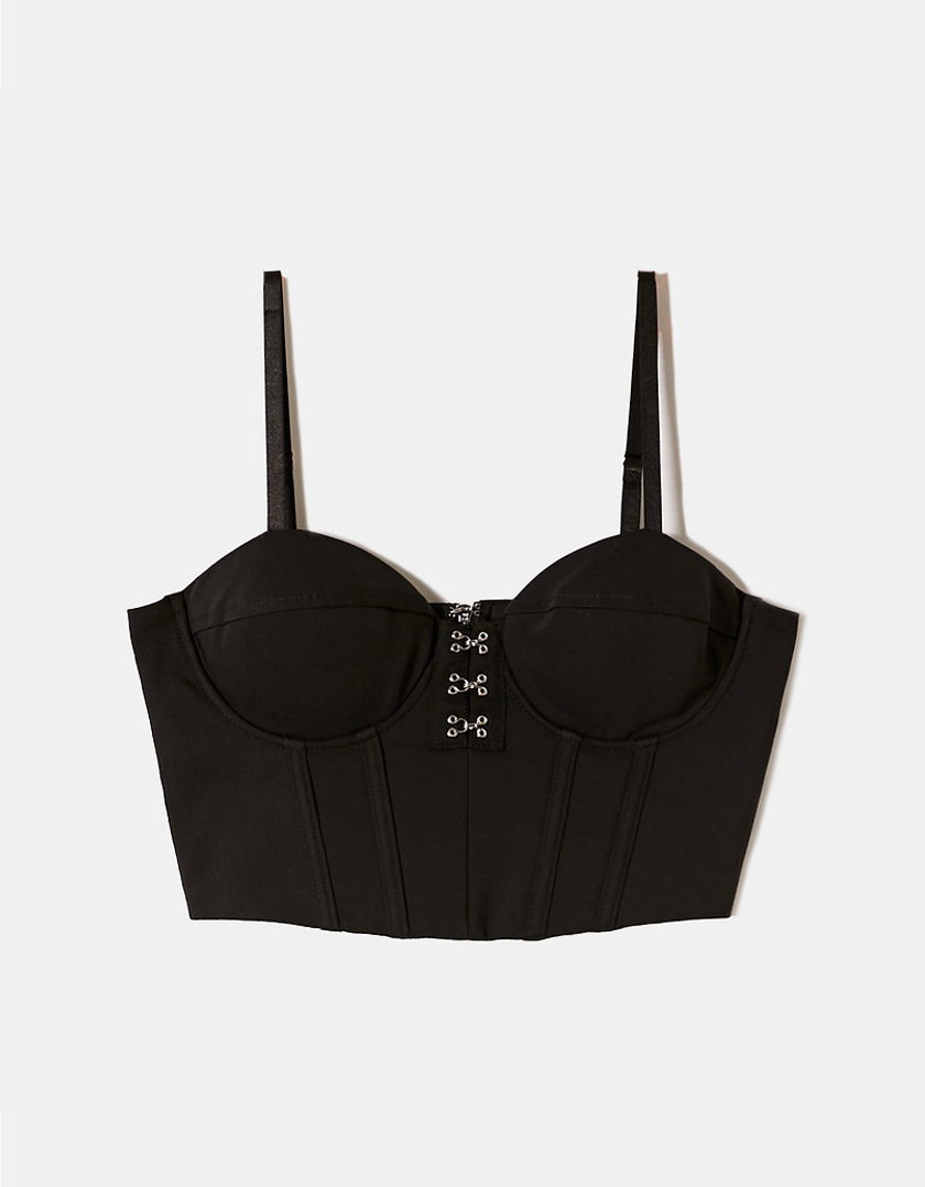 TALLY WEiJL, Τοπ Cropped Corset Μαύρο for Women