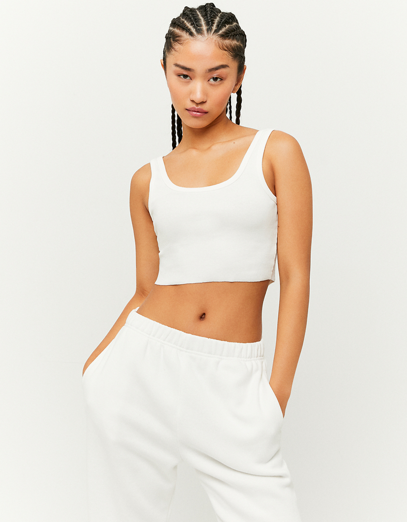 TALLY WEiJL, White Cropped Basic Top for Women