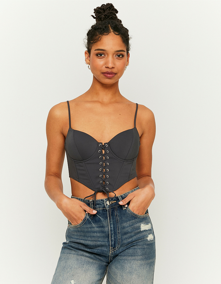 TALLY WEiJL, Lace Up Cropped Corset Top for Women