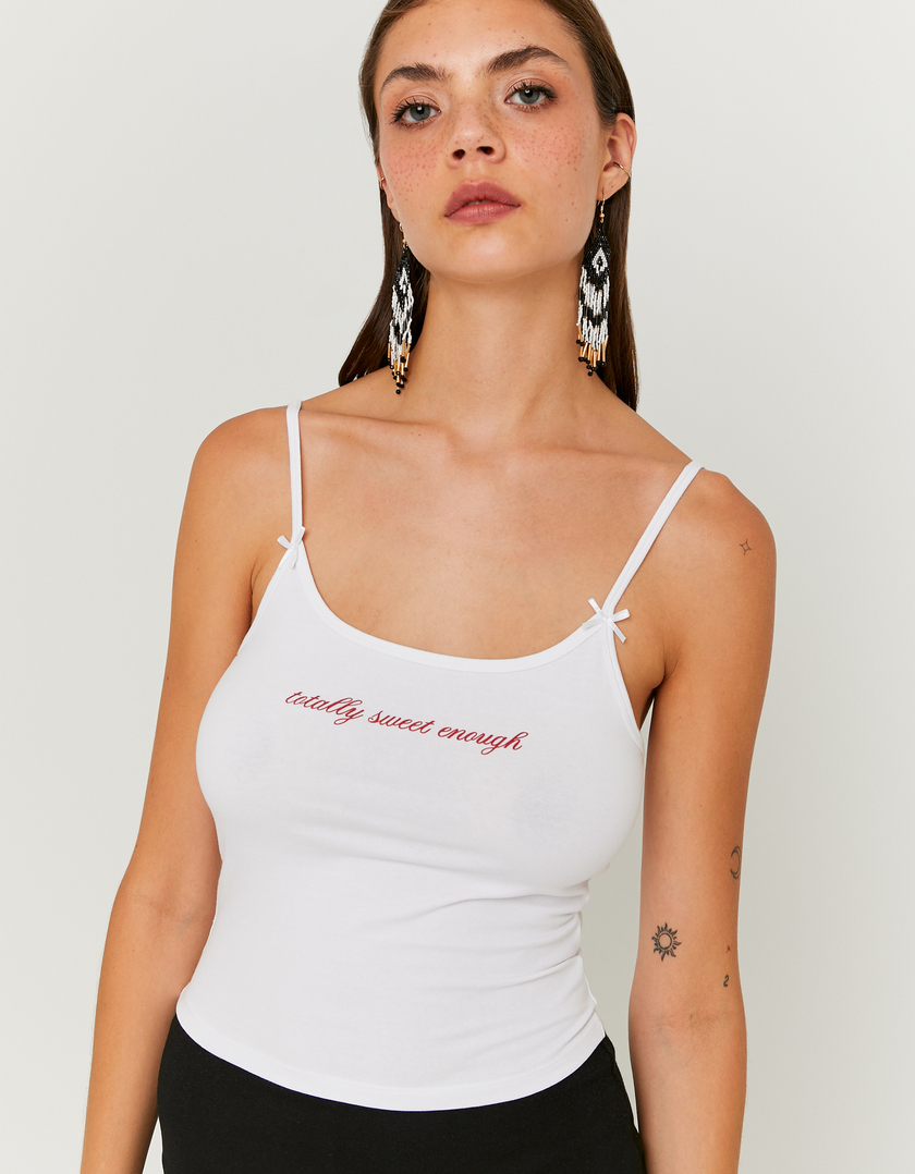 White Printed Tank Top