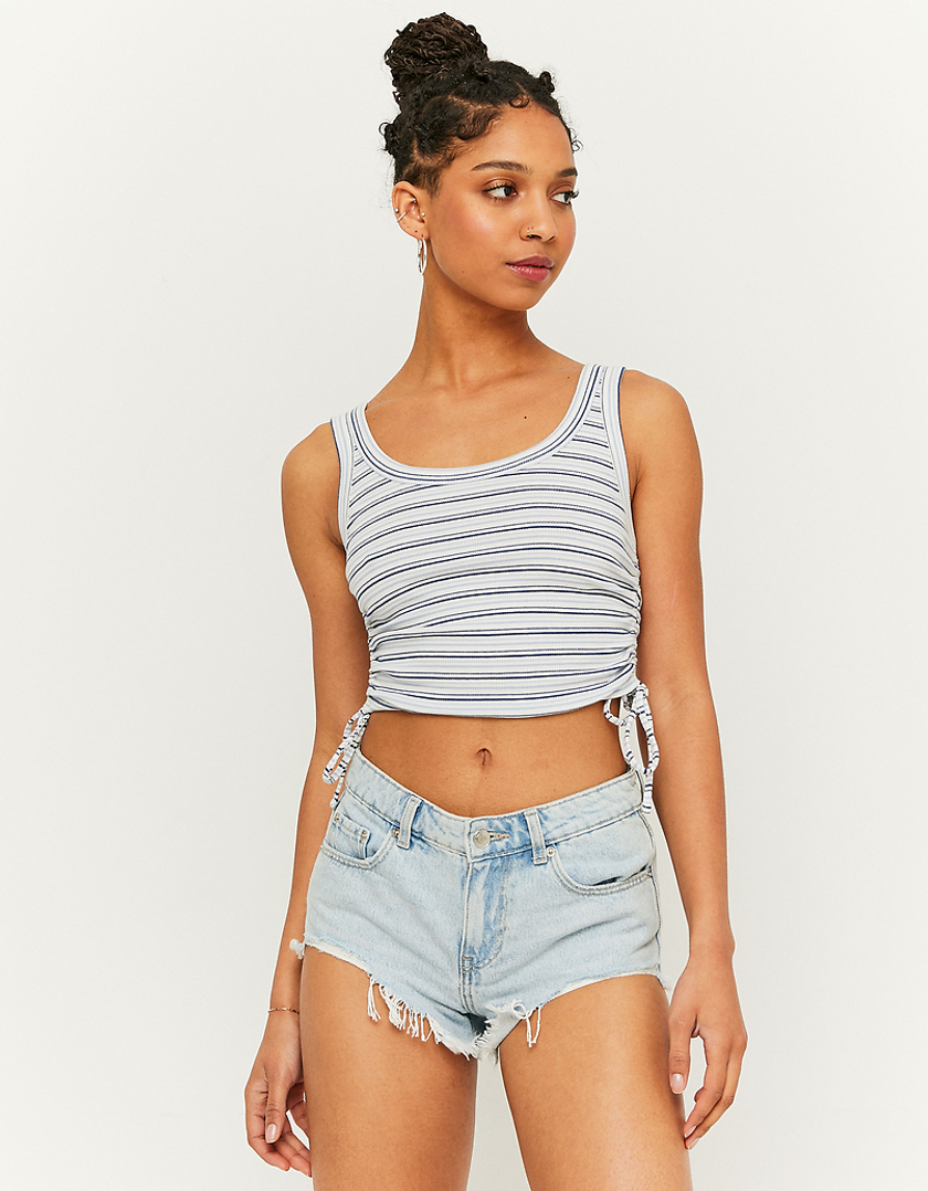 TALLY WEiJL, Striped Cropped Top With Lateral Ruched for Women
