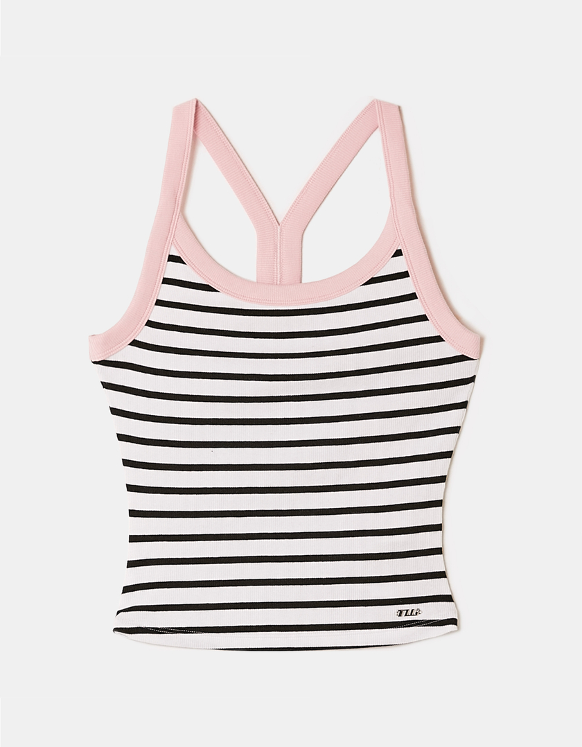 Schwarz Gestreiftes Crop Top