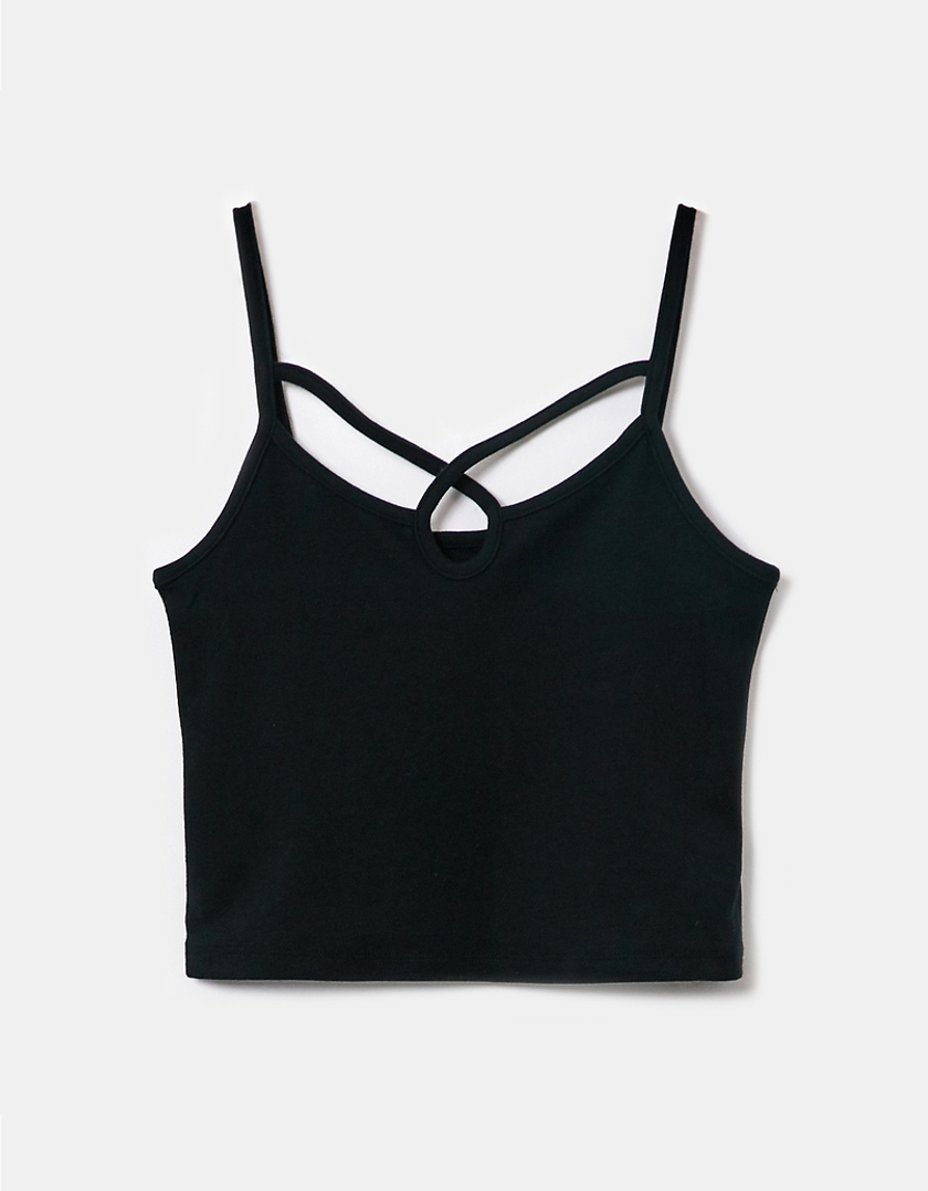 TALLY WEiJL, Top Corto Cut Out Nero  for Women