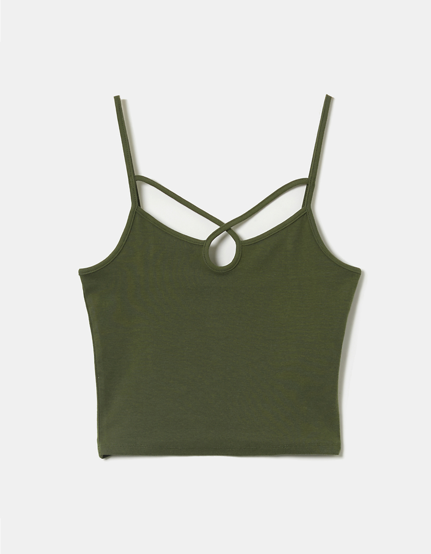 TALLY WEiJL, Top Corto Cut Out Verde for Women