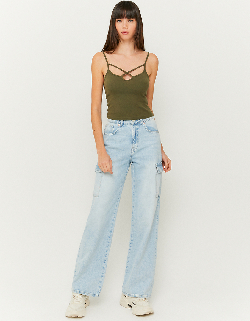 TALLY WEiJL, Green Cut Out Cropped Top for Women