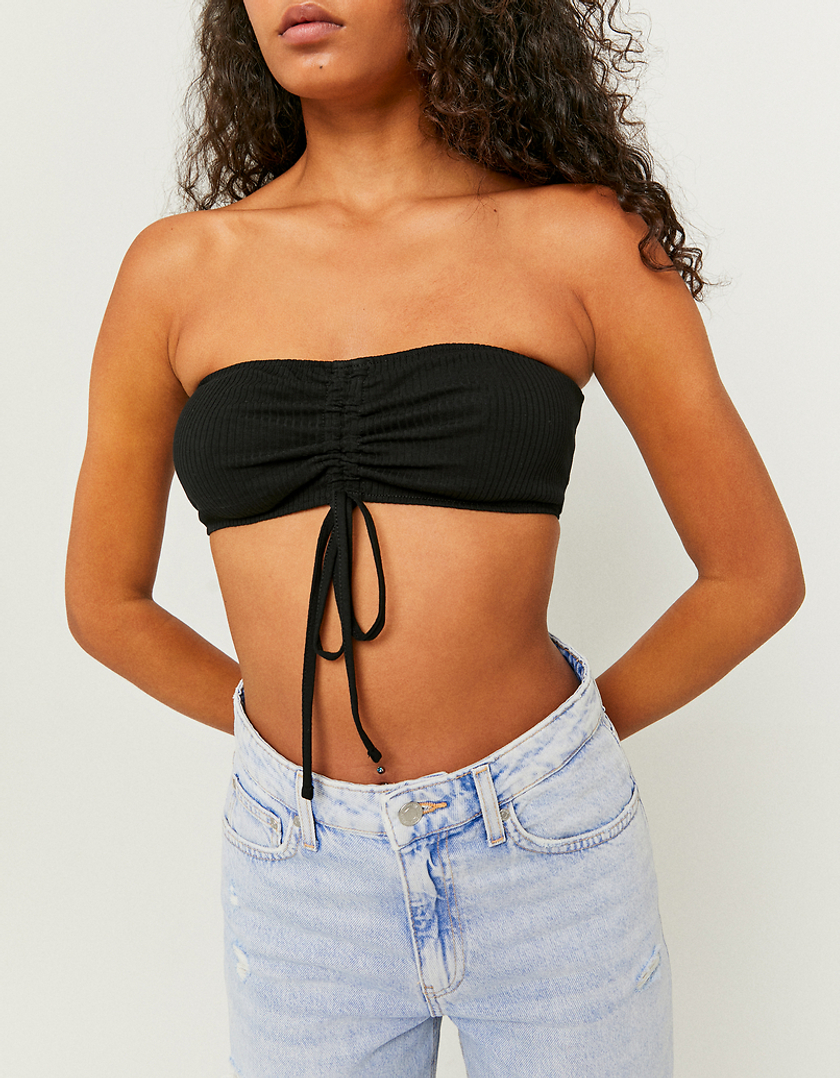 TALLY WEiJL, Black Ruched Tube Top for Women