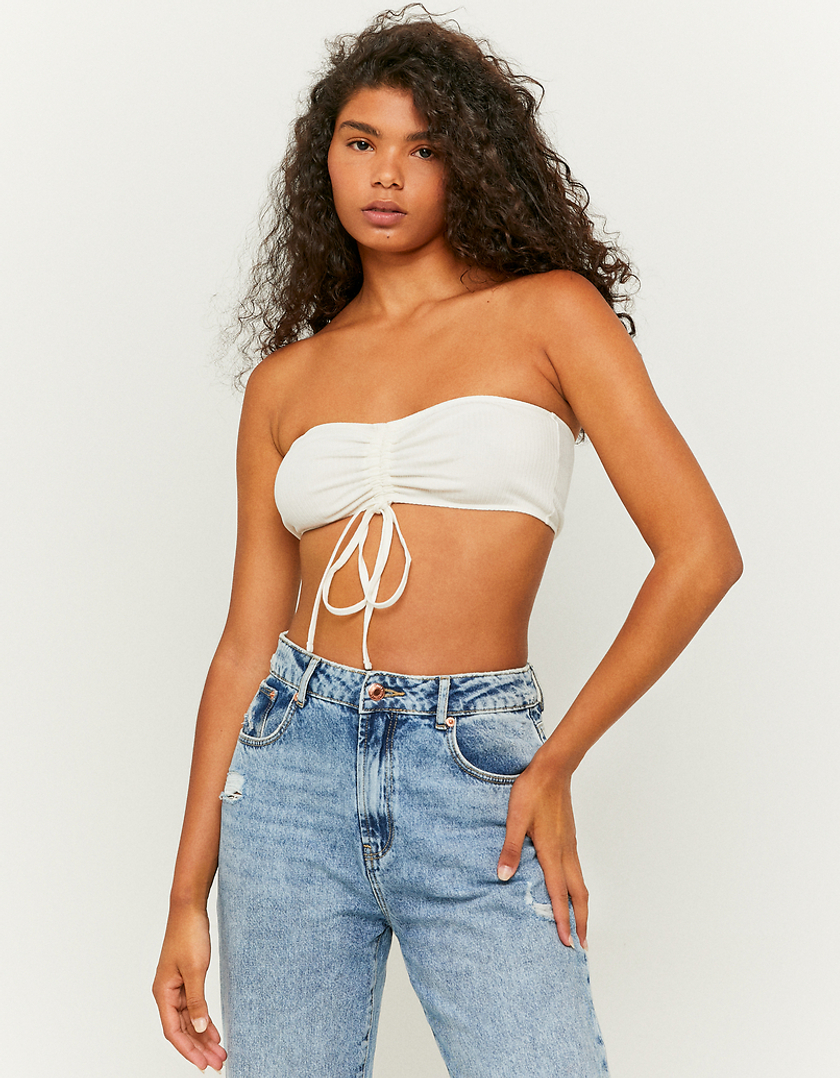 TALLY WEiJL, White Ruched Tube Top for Women
