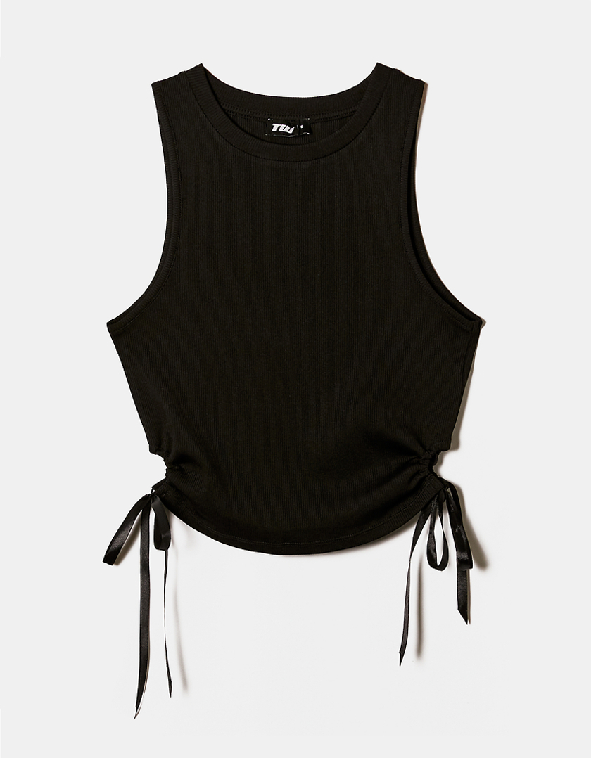 TALLY WEiJL, Top Corto Nero con Cut Outs Laterali for Women
