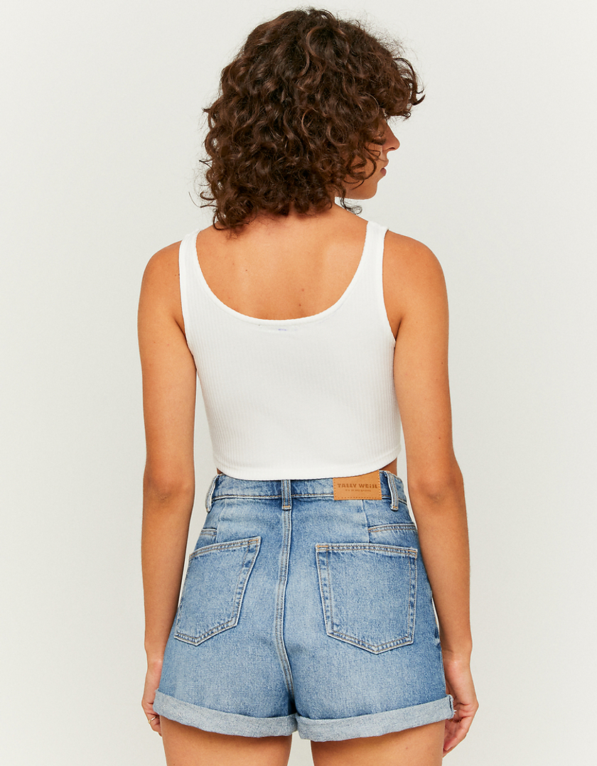 TALLY WEiJL, Λευκό αμάνικο Ribbed Crop top for Women