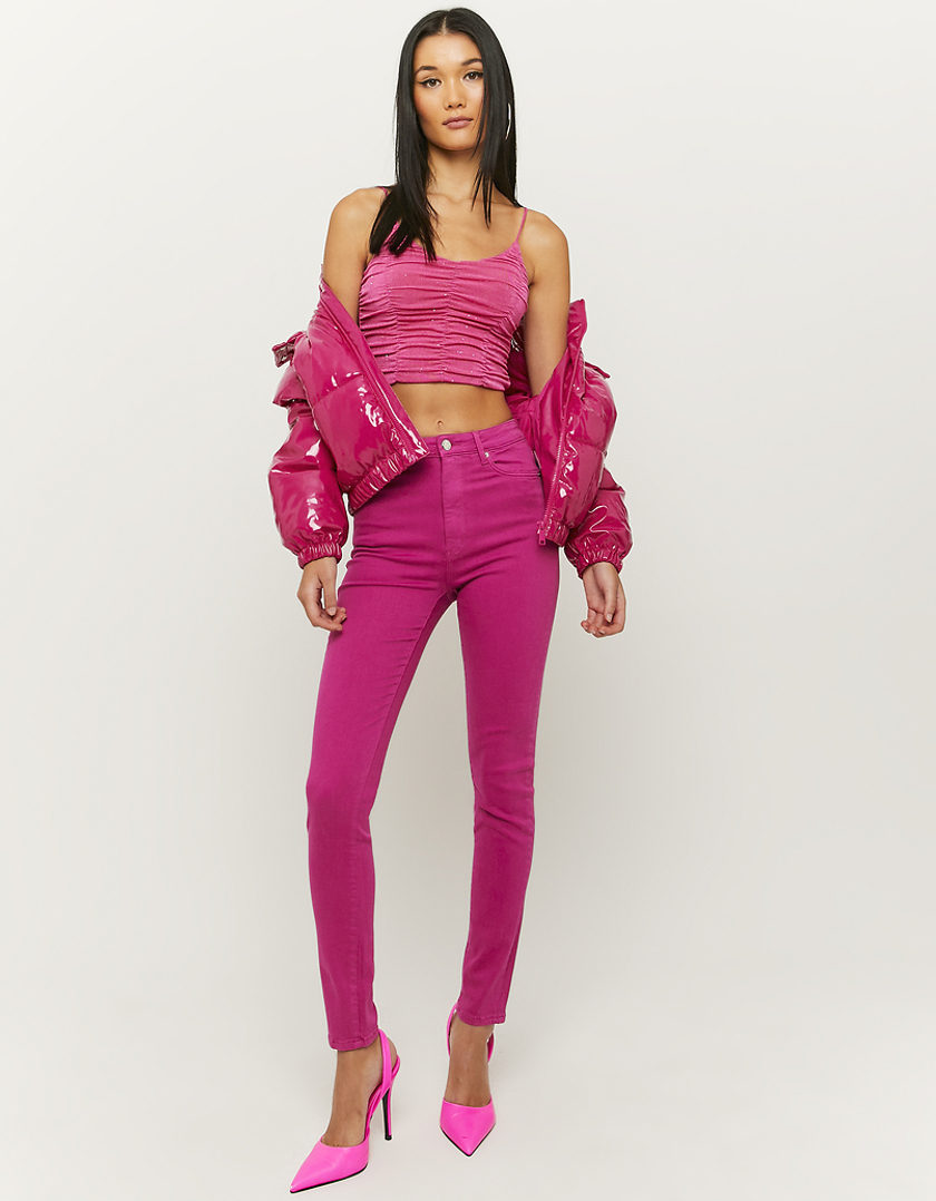 TALLY WEiJL, Pink Ruched Glitters Cropped Top for Women
