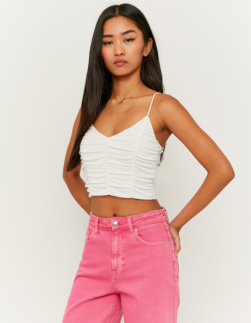 TALLY WEiJL, Λευκό  Ruched Crop Top for Women