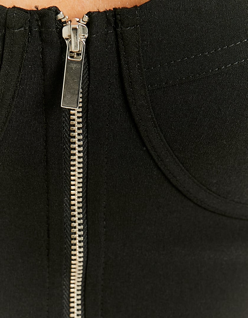 TALLY WEiJL, Black Zip Up Corset Bralet for Women
