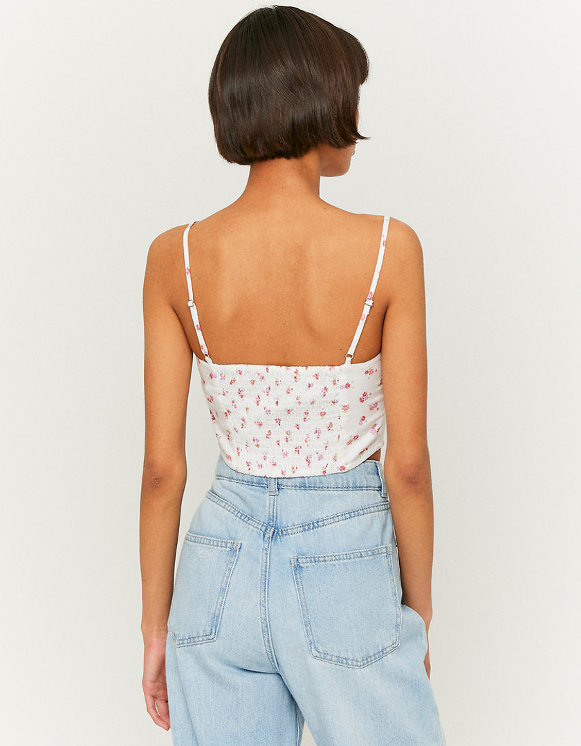 TALLY WEiJL, White Cropped Floral Top for Women