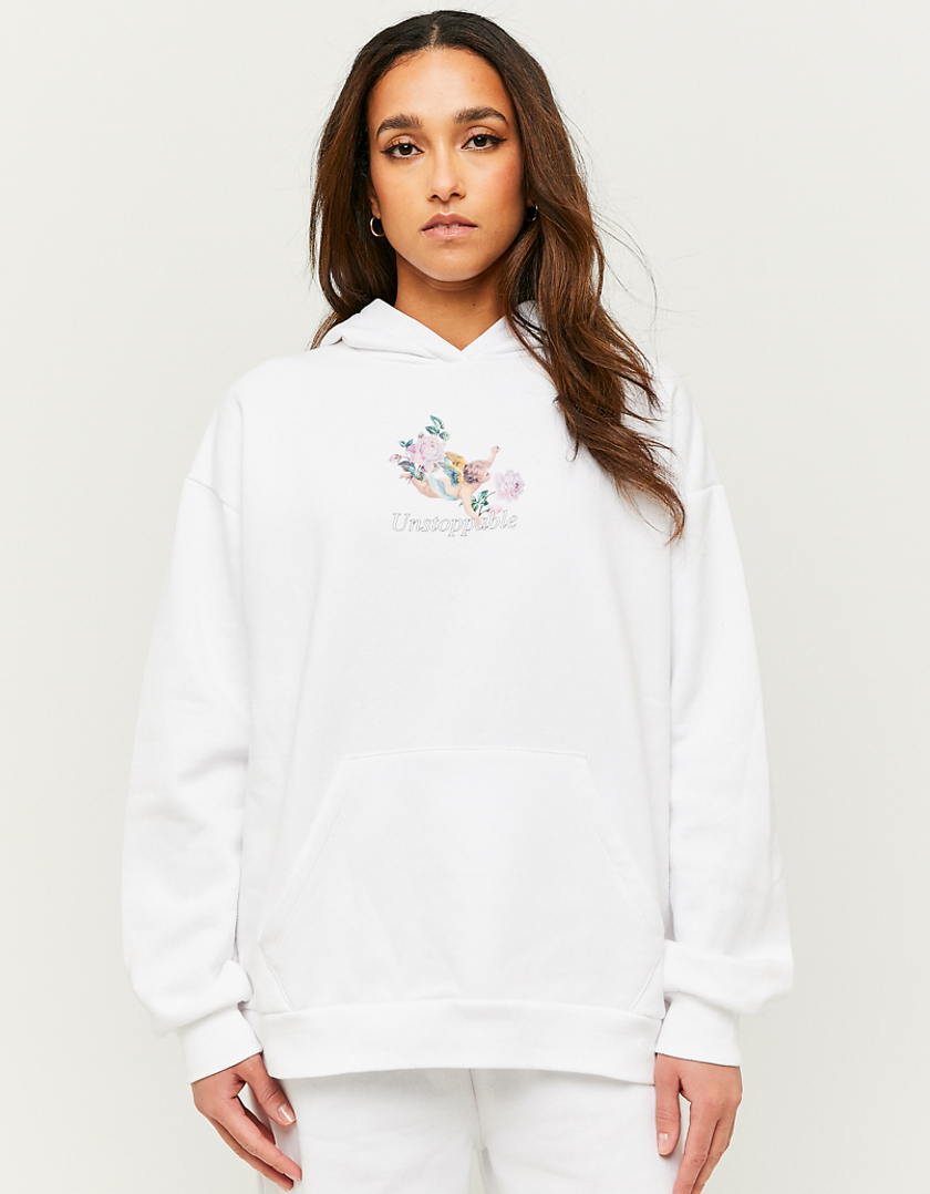 TALLY WEiJL, White Printed Hoodie for Women