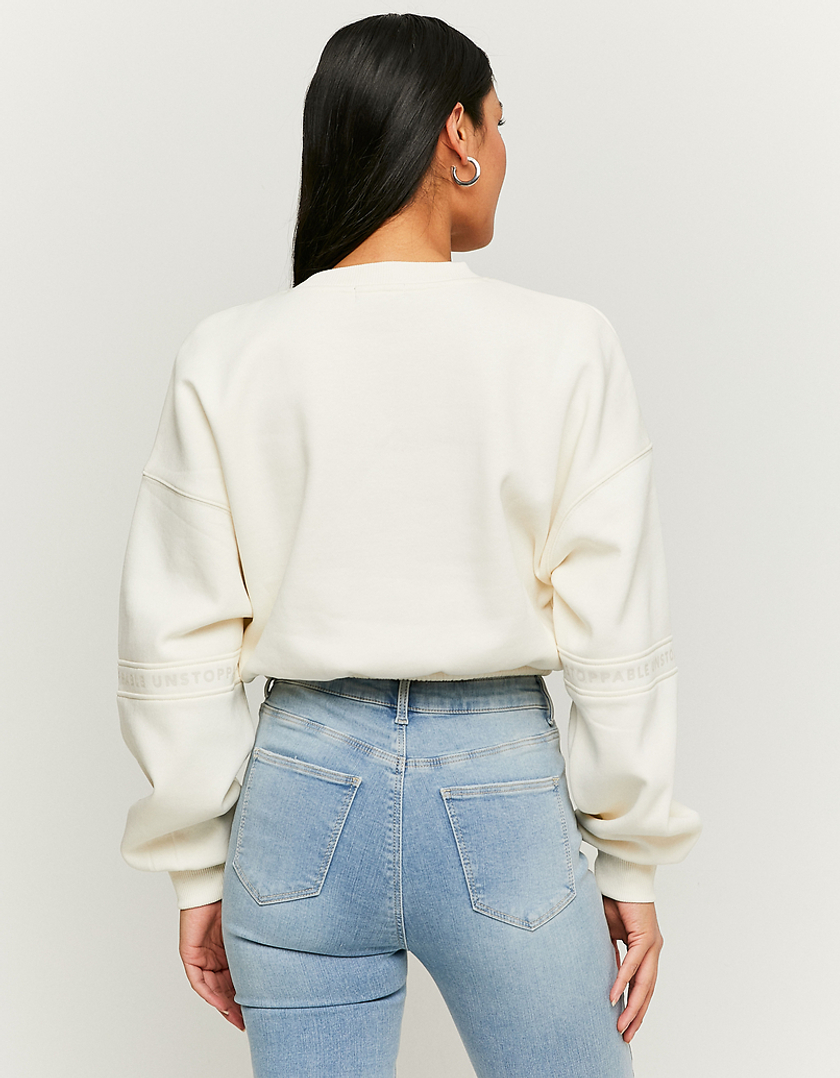 TALLY WEiJL, White Printed Cropped Sweatshirt for Women