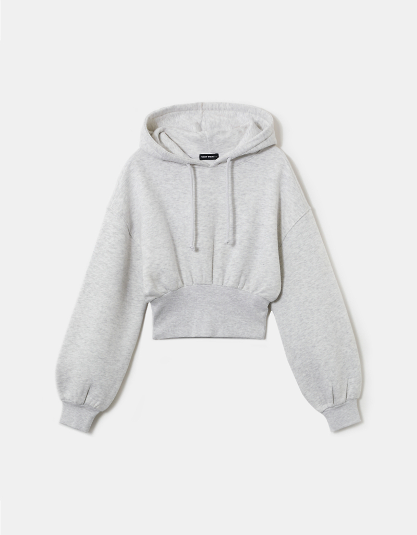 TALLY WEiJL, Grey Cropped Hoodie With Elasticated Band for Women