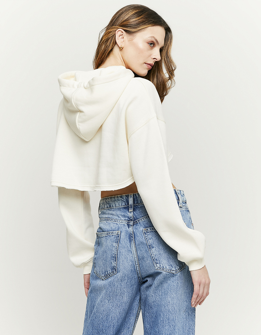 TALLY WEiJL, White Printed Cropped Hoodie for Women
