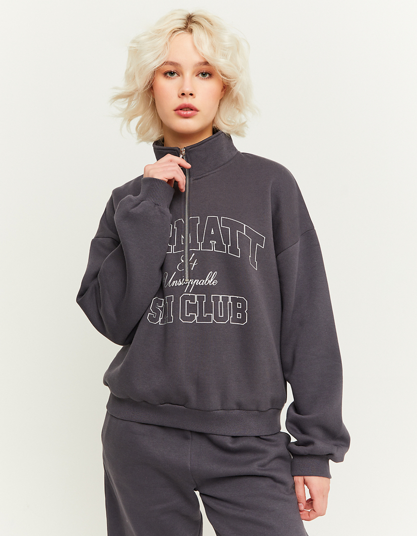 TALLY WEiJL, Grau bedrucktes Sweatshirt mit Reißverschluss for Women