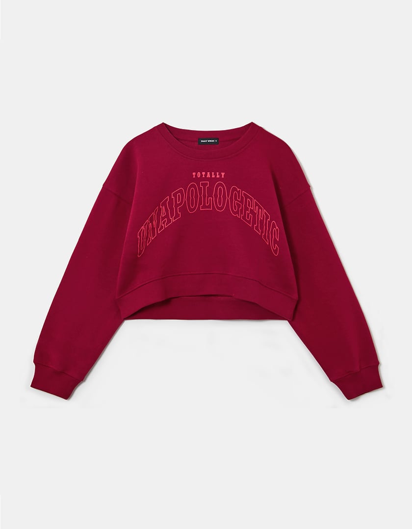 TALLY WEiJL, Red Cropped Printed Sweatshirt for Women