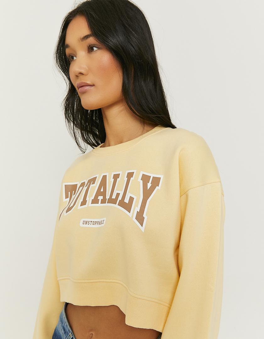 TALLY WEiJL, Yellow Cropped Printed Sweatshirt for Women