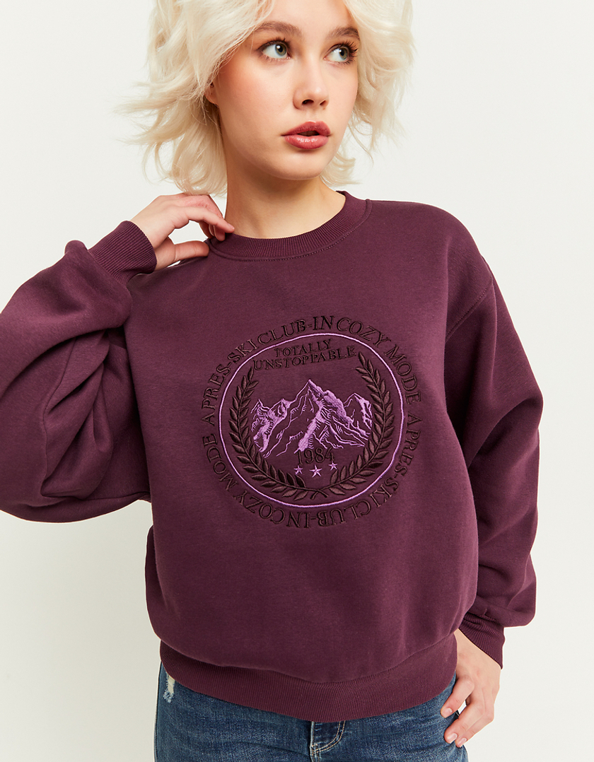 TALLY WEiJL, Burgunderfarbenes Oversize bedrucktes Sweatshirt for Women
